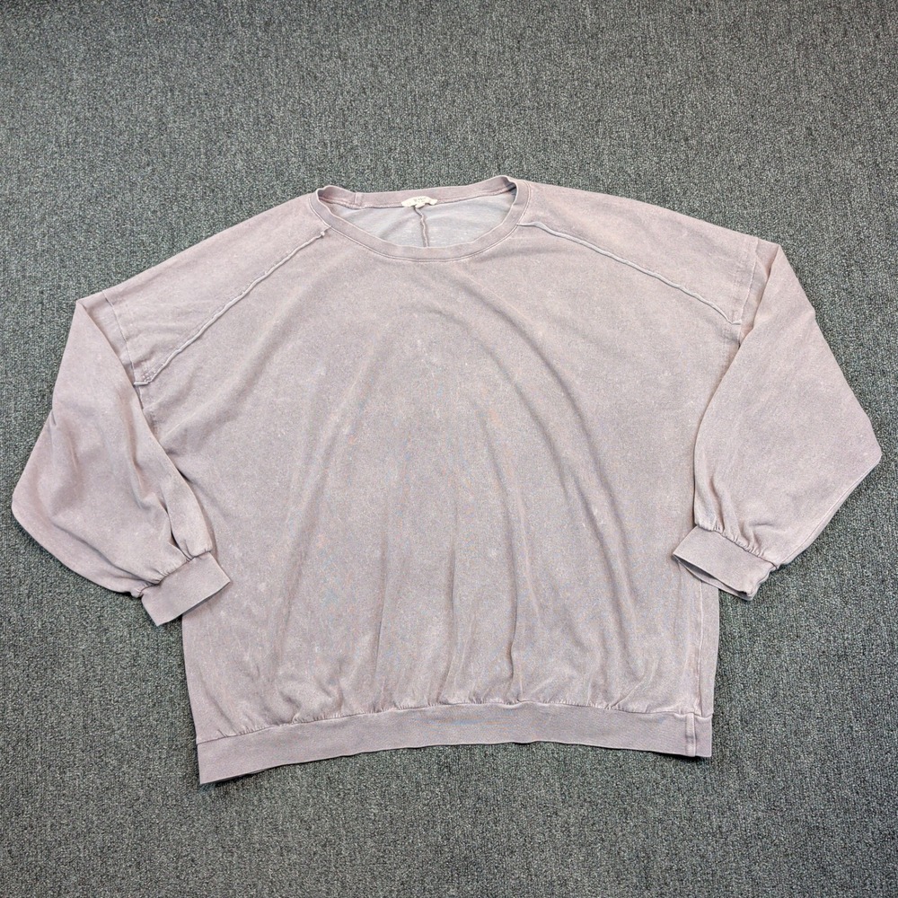 Easel Boho Mineral Wash Oversized Sweatshirt L Purple Exposed Seams Relaxed Fit